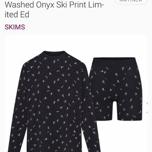SKIMS Kids Black Ski Print Pajama Set